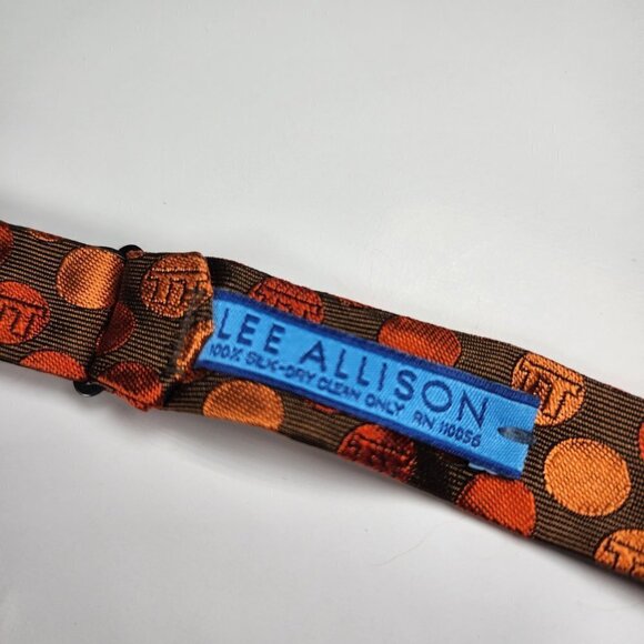 Lee Allison Bow Tie Men's 100% Silk Tie The Original Adjustable Orange Circles - Picture 7 of 9
